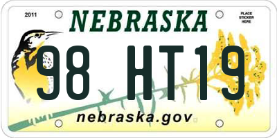 NE license plate 98HT19