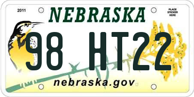 NE license plate 98HT22
