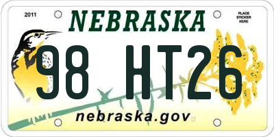 NE license plate 98HT26