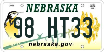 NE license plate 98HT33