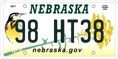 NE license plate 98HT38