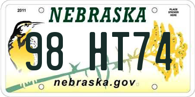 NE license plate 98HT74
