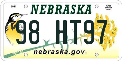 NE license plate 98HT97