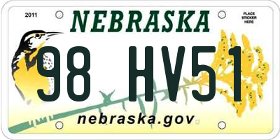 NE license plate 98HV51