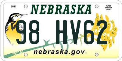 NE license plate 98HV62