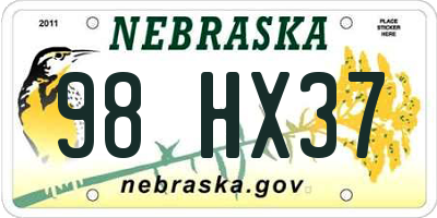 NE license plate 98HX37