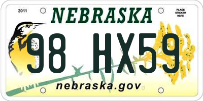 NE license plate 98HX59