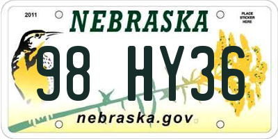 NE license plate 98HY36