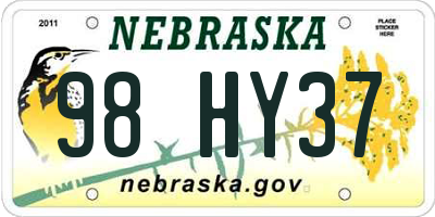 NE license plate 98HY37
