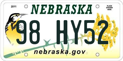 NE license plate 98HY52