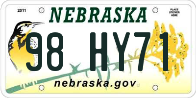 NE license plate 98HY71