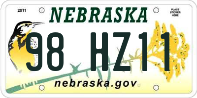 NE license plate 98HZ11