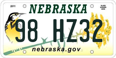 NE license plate 98HZ32