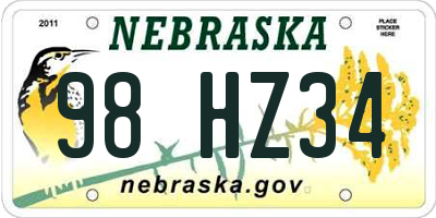 NE license plate 98HZ34