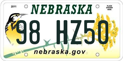 NE license plate 98HZ50