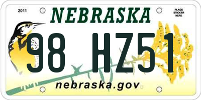 NE license plate 98HZ51