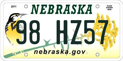 NE license plate 98HZ57