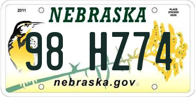 NE license plate 98HZ74