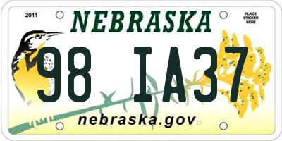 NE license plate 98IA37