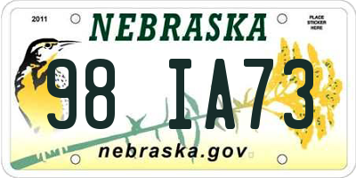 NE license plate 98IA73