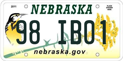 NE license plate 98IB01