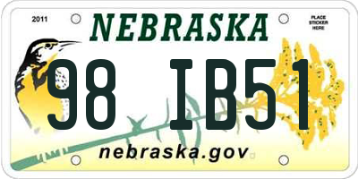 NE license plate 98IB51