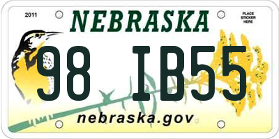 NE license plate 98IB55