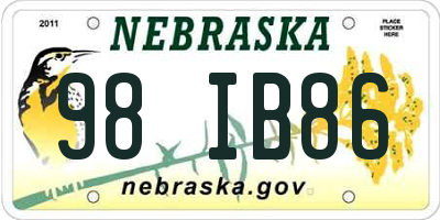 NE license plate 98IB86
