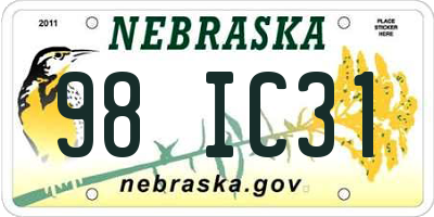 NE license plate 98IC31