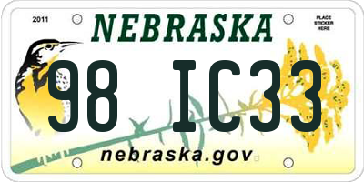 NE license plate 98IC33