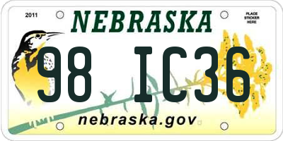 NE license plate 98IC36
