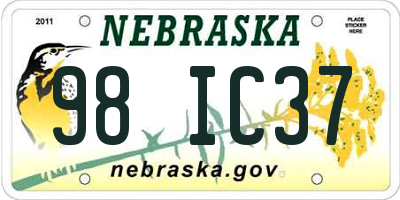 NE license plate 98IC37