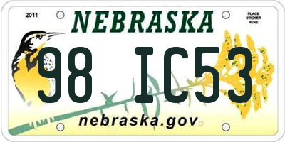 NE license plate 98IC53