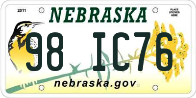 NE license plate 98IC76
