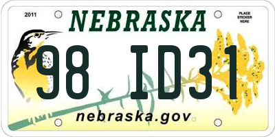NE license plate 98ID31