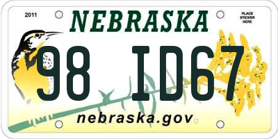 NE license plate 98ID67