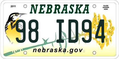 NE license plate 98ID94