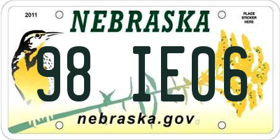 NE license plate 98IE06