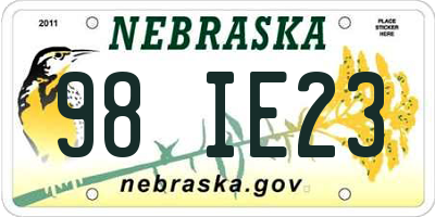 NE license plate 98IE23
