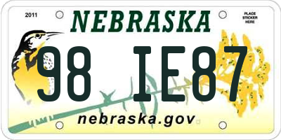 NE license plate 98IE87