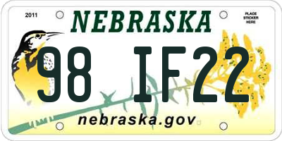 NE license plate 98IF22