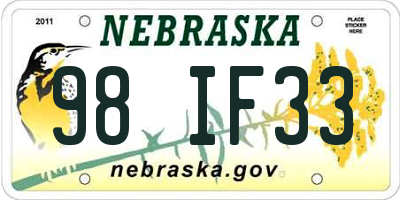 NE license plate 98IF33