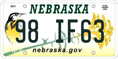NE license plate 98IF63