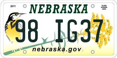 NE license plate 98IG37