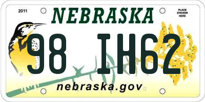 NE license plate 98IH62