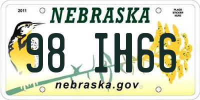 NE license plate 98IH66