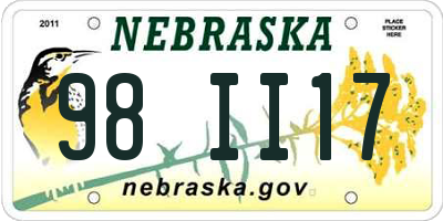 NE license plate 98II17
