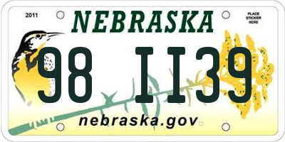 NE license plate 98II39