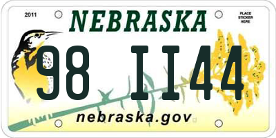 NE license plate 98II44