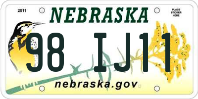 NE license plate 98IJ11